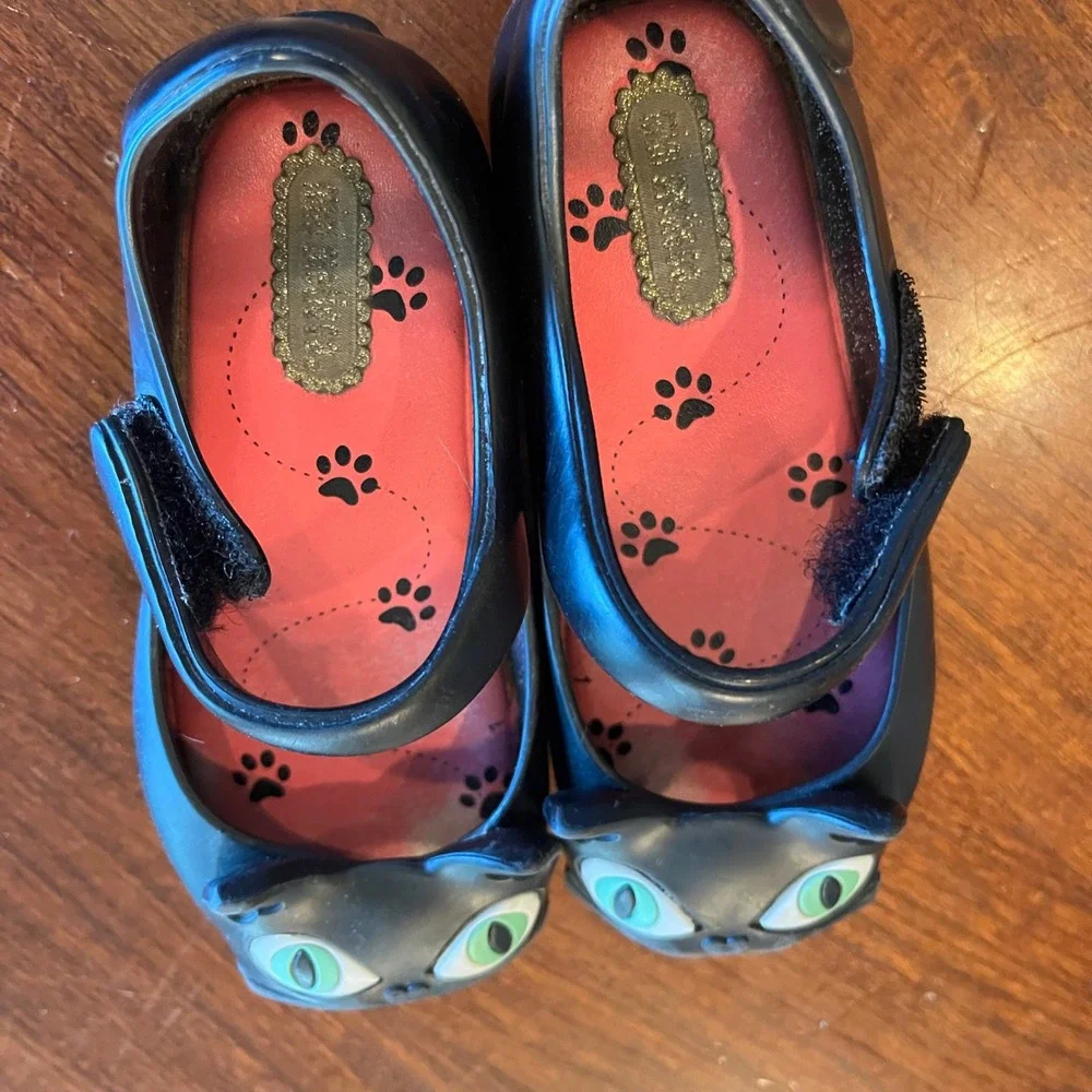 Mini Melissa Ultragirl Black Cat Jelly‎ Mary Jane Flats Toddler Size 7 US